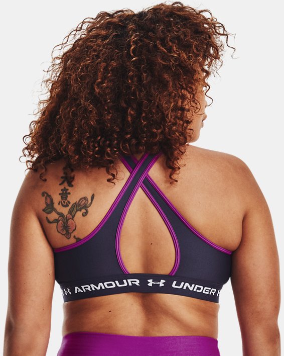 Women's Armour® Mid Crossback Sports Bra, Gray, pdpMainDesktop image number 7